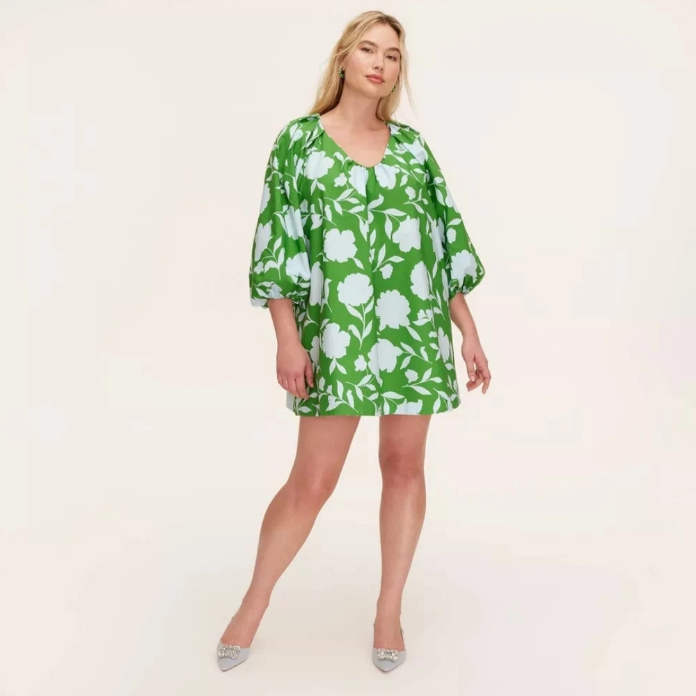 NWT Kate Spade Green Floral Poplin Mini Dress Size 1X